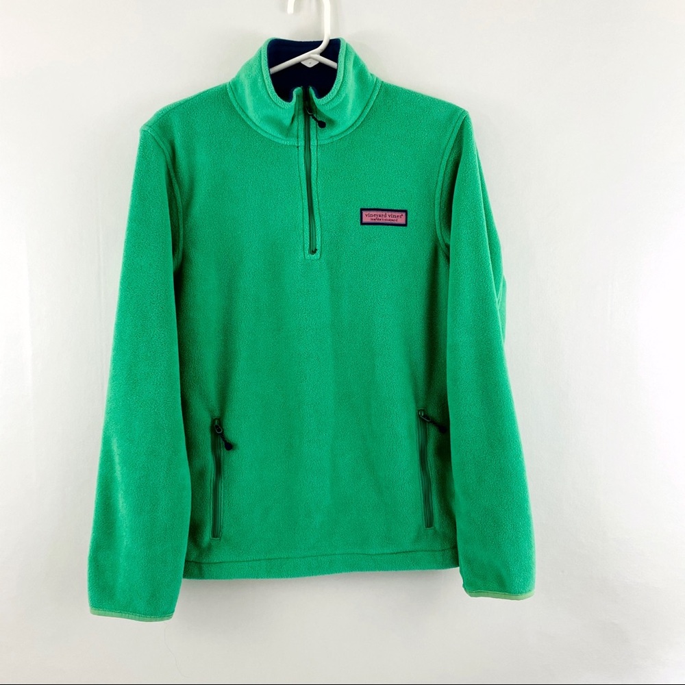 Vineyard Vines Green Quarter-Zip Fleece Pullover